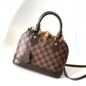 Louis Vuitton Alma BB Handbag In Damier Azur Canvas N41221 Brown