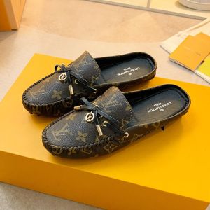 Louis Vuitton Arizona Flat Mules Unisex Monogram Leather Brown