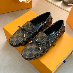 Louis Vuitton Arizona Moccasins Unisex Checkerboard Canvas Black