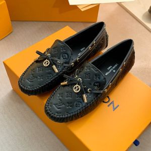 Louis Vuitton Arizona Moccasins Unisex Monogram Embossed Leather Black