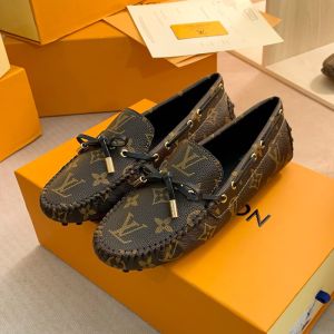 Louis Vuitton Arizona Moccasins Unisex Monogram Leather Brown