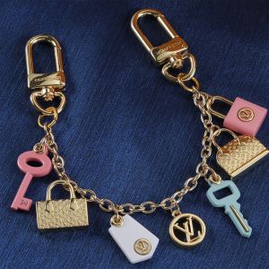 Louis Vuitton Iconic Bag Charm Chain Keyring In Metal M01372 Gold