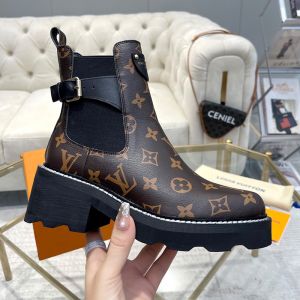 Louis Vuitton LV Beaubourg Chelsea Boots Women Monogram Leather Brown