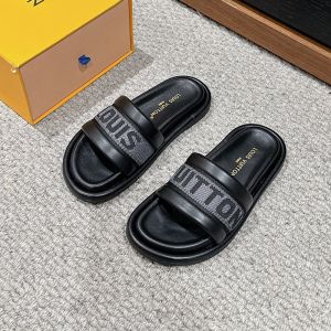 Louis Vuitton Bliss Comfort Slides Women Leather And Textile Black/Grey