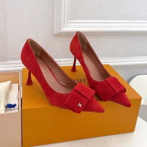 Louis Vuitton Blossom Bow Pumps Women Suede Red