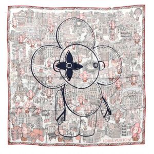 Louis Vuitton Cache Cache Square 135 Scarf In Silk Beige