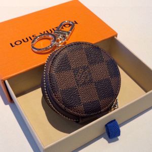 Louis Vuitton Round Airpods Case In Checkerboard Canvas Brown