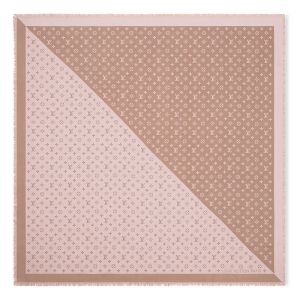 Louis Vuitton Duogram Shawl 140 In Silk M79485 Beige/Rose