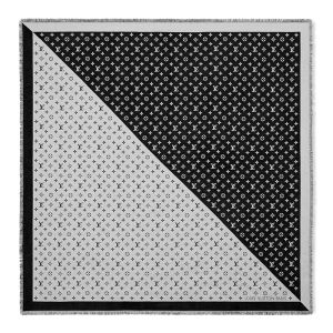 Louis Vuitton Duogram Shawl 140 In Silk M79486 Black/White