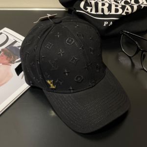 Louis Vuitton LV Iconic Baseball Cap In Monogram Embroidery Cotton with Stitching Visor Black