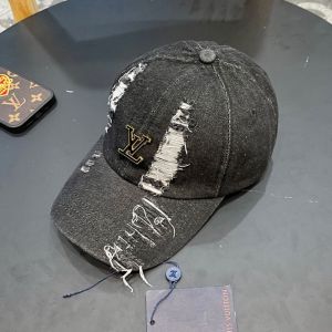 Louis Vuitton Enamel LV Iconic Baseball Cap In Worn Denim Black