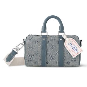 Louis Vuitton Keepall Bandouliere 25 Bag In Monogram Washed Denim M22762 Blue