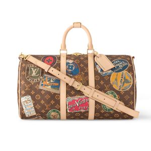 Louis Vuitton Keepall Bandouliere 45 Bag In Monogram Louis Vuitton Travel Stickers Canvas M24960 Brown