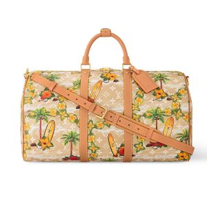 Louis Vuitton Keepall Bandouliere 50 Bag In Monogram Surfin' Canvas M25002 Apricot