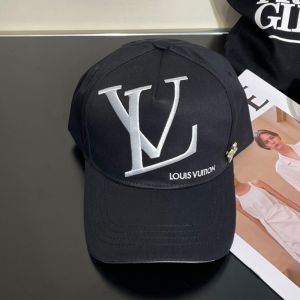 Louis Vuitton Maxi LV Logo Baseball Cap In Cotton Black