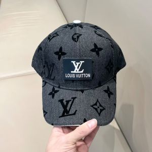 Louis Vuitton LV Logo Patch Baseball Cap In Monogram Denim Black