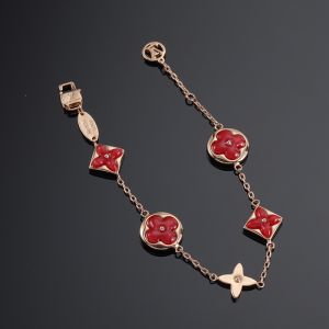 Louis Vuitton Color Blossom 5 Motifs Bracelet In Metal Gold/Red