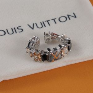 Louis Vuitton LV Light Open Ring In Metal with Zircons Silver