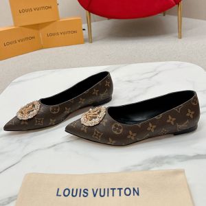 Louis Vuitton Met Flat Ballerinas Women Monogram Leather Brown