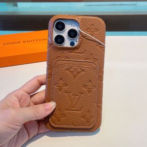 Louis Vuitton iPhone Case In Monogram Embossed Leather with Card Holder Brown