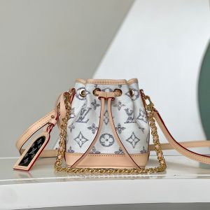 Louis Vuitton Nano Noe Bucket Bag In Monogram Jacquard Fabric M83453 White