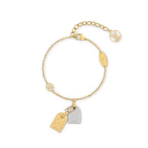 Louis Vuitton Nanogram Bracelet In Metal with Monogram Name Tags M63142 Gold/Silver