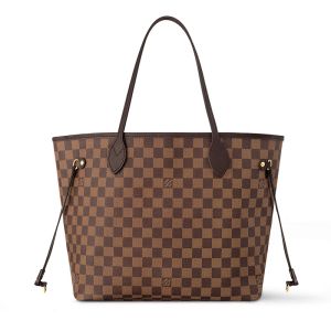 Louis Vuitton Neverfull MM Tote In Damier Azur Canvas N40599 Black/Red