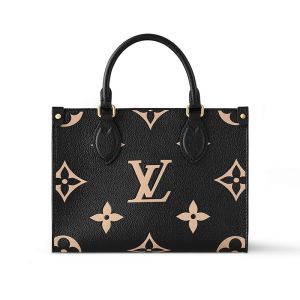 Louis Vuitton OnTheGo PM Tote In Monogram Empreinte Leather M45659 Black/Beige