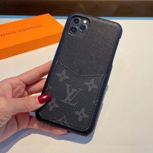 Louis Vuitton iPhone Case In Leather with Monogram V Pocket Black