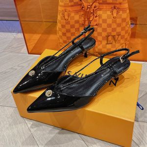 Louis Vuitton Stellar Slingback Pumps Women Glazed Calf Leather Black