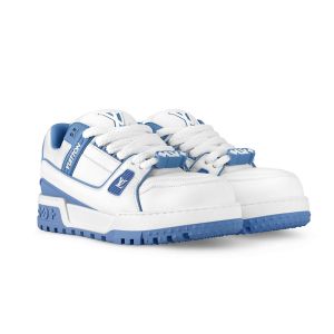 Louis Vuitton LV Trainer Maxi Sneakers Unisex Calf Leather 1ACPQU White/Blue