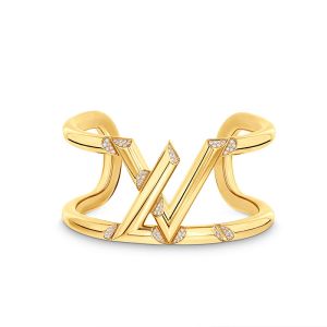 Louis Vuitton LV Volt One Cuff Bracelet In Metal with Diamonds Q95931 Gold