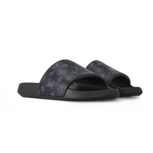 Louis Vuitton Waterfront Slides Unisex Monogram Rubber 1AANNG Black