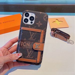 Louis Vuitton iPhone Case In Monogram Leather with Wallet Case Brown