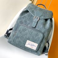 Louis Vuitton Montsouris Backpack In Monogram Washed Denim M22534 Blue