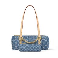 Louis Vuitton Papillon Handbag In Monogram Denim M46830 Blue