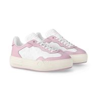 Louis Vuitton LV Groovy Platform Sneakers Women Monogram Embossed Leather 1ACL1W White/Pink