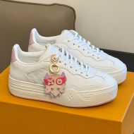 Louis Vuitton LV Groovy Platform Sneakers Women Monogram Embossed Leather White/Pink