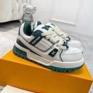 Louis Vuitton LV Trainer Maxi Sneakers Unisex Mix Of Materials 1ABZQC White/Green