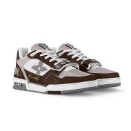 Louis Vuitton LV Trainer Sneakers Men Calf Leather And Canvas 1AC51G Brown