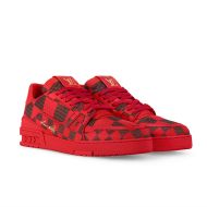 Louis Vuitton LV Trainer Sneakers Men Checkerboard Leather 1ACN44 Red