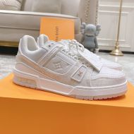 Louis Vuitton LV Trainer Sneakers Unisex Monogram Denim And Embossed Calf Leather 1A9JG9 White