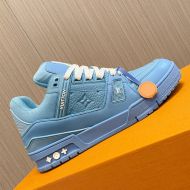 Louis Vuitton LV Trainer Sneakers Unisex Mix Of Materials 1ABOEE Light Blue