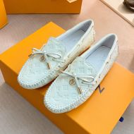 Louis Vuitton Arizona Moccasins Unisex Monogram Embossed Leather Beige