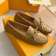 Louis Vuitton Arizona Moccasins Unisex Monogram Embossed Leather Brown