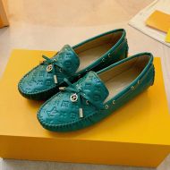 Louis Vuitton Arizona Moccasins Unisex Monogram Embossed Leather Green