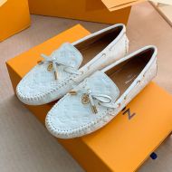 Louis Vuitton Arizona Moccasins Unisex Monogram Embossed Leather White