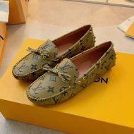 Louis Vuitton Arizona Moccasins Unisex Monogram Leather Khaki