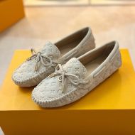 Louis Vuitton Arizona Moccasins Unisex Monogram Embossed Suede Leather Beige