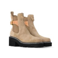 Louis Vuitton LV Beaubourg Chelsea Boots Women Suede 1ACKCV Beige